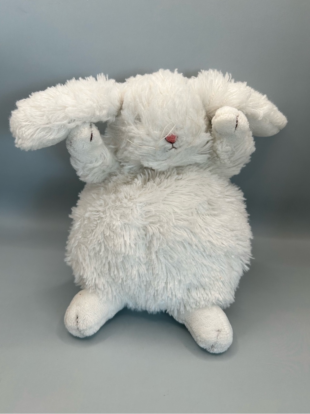 BUNNIES BY THE BAY SMALL 7” WHITE FLUFFY Rabbit BEAN BAG STUFFED PLUSH BUNNY
